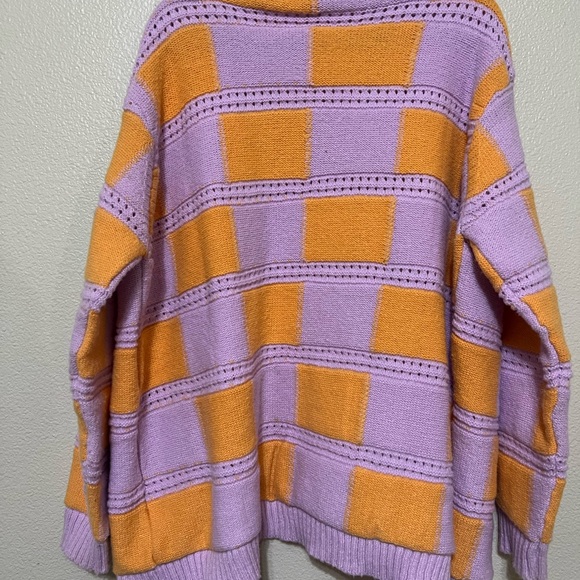 DAVI & DANI Lavender and Mustard Check Open Cardigan - Picture 2 of 3